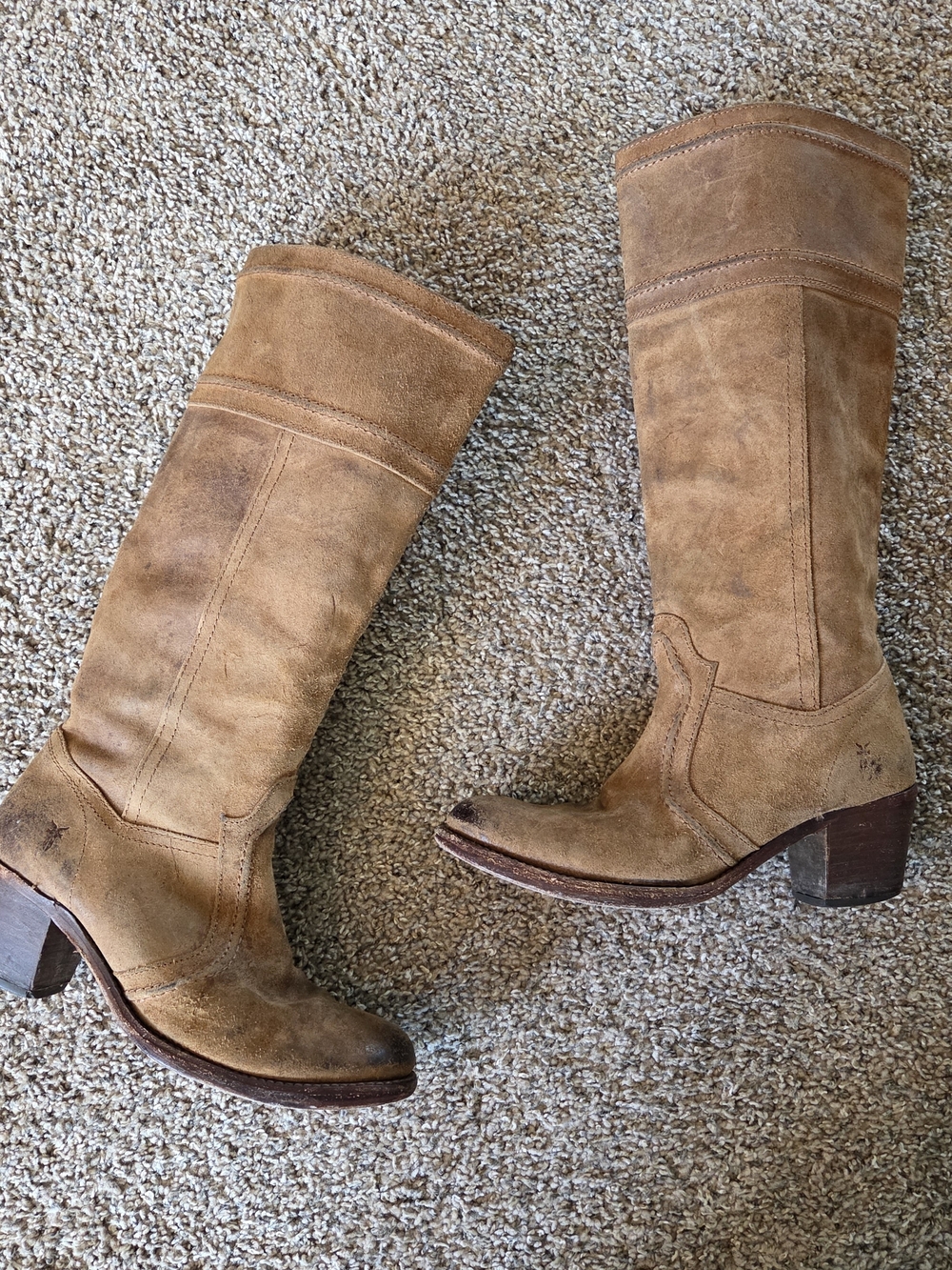 Frye Tan Suede Over-the-Knee Heeled Boot